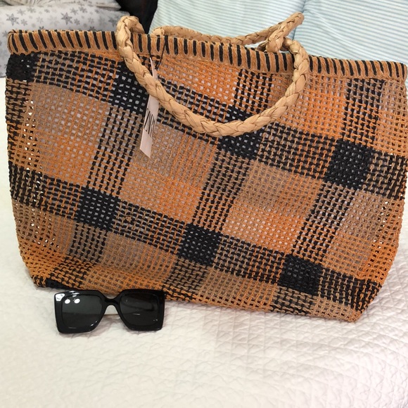 Zara plaid woven tote bag - Picture 3 of 10